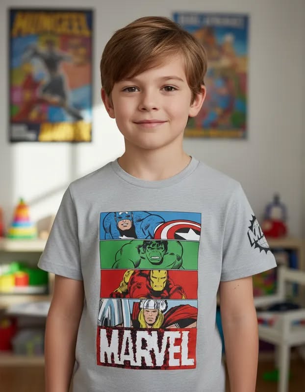 Polera Marvel - Talla 8 aplicaciones de lentejuelas