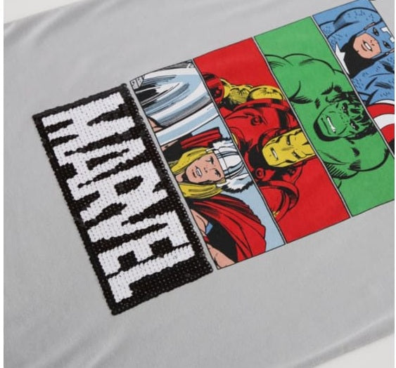 Polera Marvel - Talla 8 aplicaciones de lentejuelas